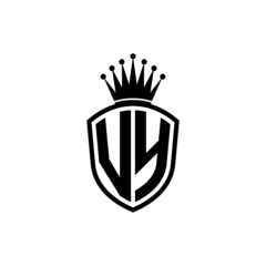 Monogram logo with shield and crown black simple VY