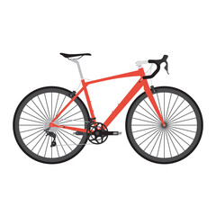 bicycle vector, road bike illustration with red color, isolated on white background