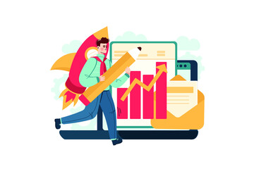 Business growth Illustration concept. Flat illustration isolated on white background.