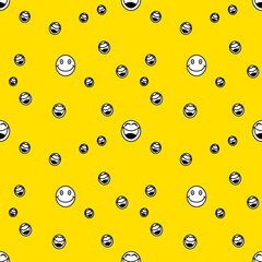 smiley face icon in vector with seamless pattern for background with yellow color