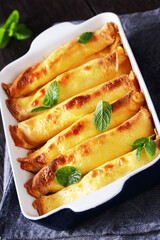 blintz, rolled filled with cottage cheese pancakes