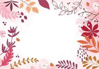 Color splash abstract background for design. Design banner frame. Colorful background with tropical plants. Place for your text.