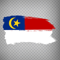 Flag Malacca brush strokes. Flag  Malacca State  on transparent background for your web site design, app, UI. Malaysia. EPS10.