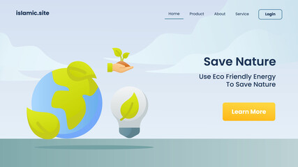 save nature use clean energy to save nature for website template landing homepage flat isolated background