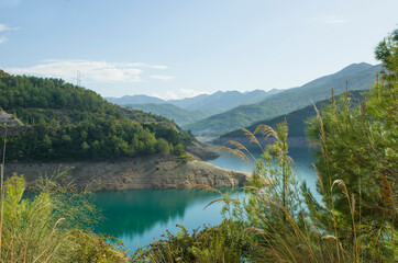 Beautiful nature in Turkey Lake Dim tea among mountains and trees