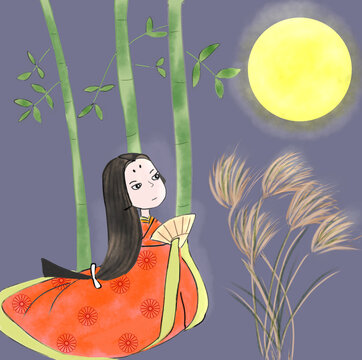 「永遠になれなかった月夜」｜かぐや姫 絵画 原画 抽象画 絵 動物画 竹取物語 竹取物語」の写真素材 | 540件の無料イラスト画像 | Adobe Stock