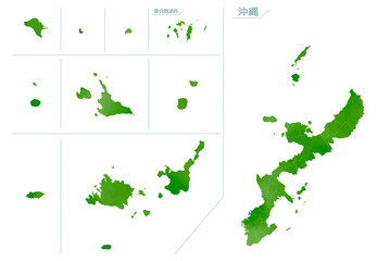 水彩風の地図　沖縄県