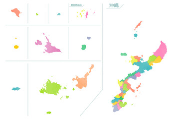 水彩風の地図　沖縄県