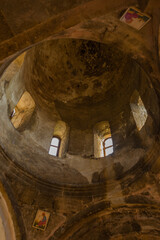 KUTAISI, GEORGIA: Interior with frescoes in the bell tower in the Gelati monastery.