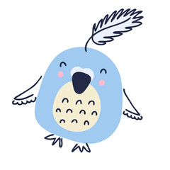 Hand drawn flying parakeet vector illustration. Design for T-shirt, textile and prints. 
