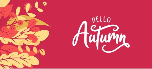 Autumn sale background layout decorate with leaves for shopping sale or promo poster and frame leaflet or web banner.Vector illustration template.