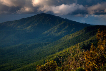 Mountain range in Beautiful light with clouds in Qld Australia