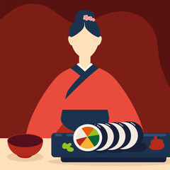 korean woman and food