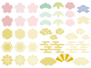 ドットとストライプの和風のアイコンセット