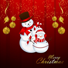 Merry christmas invitation greeting card with snow balls