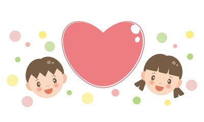 ハートと二人の笑顔の子供達