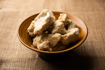 Raw Khoa, Khua, khoya, or mawa is a thickened Milk
