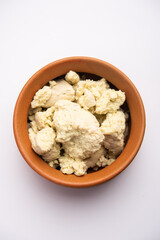 Raw Khoa, Khua, khoya, or mawa is a thickened Milk