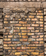 old ruined silicate brick wall