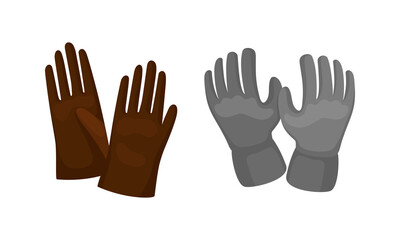 Pair of Gloves as Garment Covering Hand Vector Set