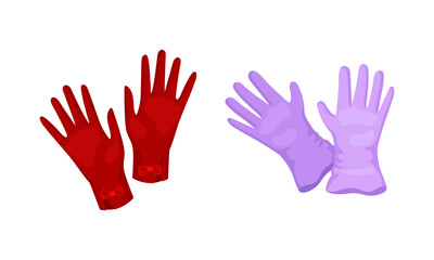 Pair of Gloves as Garment Covering Hand Vector Set