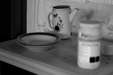 compositional image in black and white in satra hospital