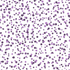 Abstract hand drown polka dots background. White dotted seamless pattern with Violet circles. Template design for invitation, poster, card, flyer, textile, fabric