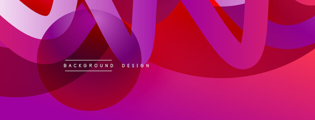 Abstract overlapping lines and circles geometric background with gradient colors