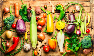 Set of raw vegetables,food background