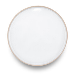 White circle ceramics plate isolated on white background.