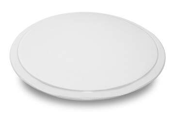 White circle ceramics plate isolated on white background.