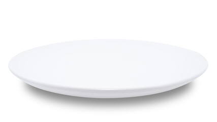 White circle ceramics plate isolated on white background.
