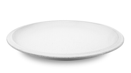 White circle ceramics plate isolated on white background.