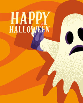 happy halloween postcard