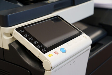 control panel of color laser printer with display. equipment for office