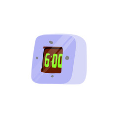 Drawn alarm clock in cartoon style. For the interior in the cartoon. Vector illustration.