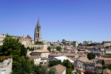 Fototapeta na wymiar saint emilion panoramic view of wine beautiful city classified by unesco french site