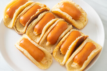 flat pancake roll with sausage