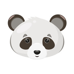 The head of a cute panda on a white background. Children's illustration of an animal in a cartoon style.
