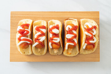 flat pancake roll with sausage