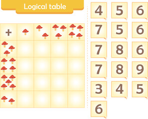  Logic puzzle game for children. Fill in empty cells. Reusable game