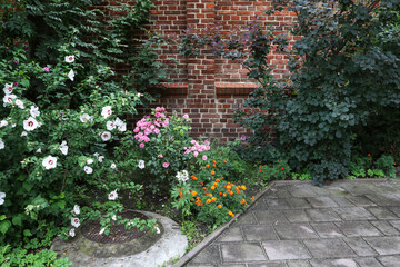 KRAKOW, POLAND - AUGUST 26, 2021: Beautiful garden at the convent of the Felician Sisters in...