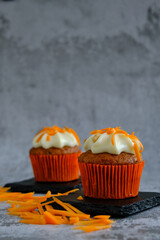 cakes next to grated carrots