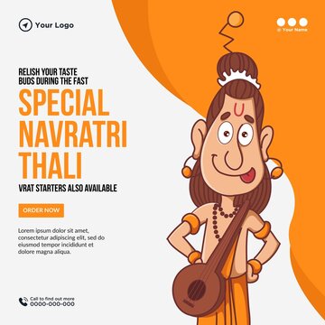 Banner Design Of Special Navratri Thali Template.  