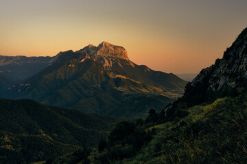 view of the sunset in the mountains