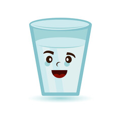 Illustration fresh milk glass cartoon character. illustration flat style. Suitable for milk and drink product promotion, prints design, children book, children t shirt etc. design template vector