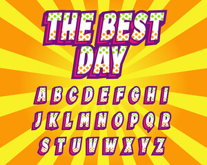 Obraz premium Modern 3d Alphabet, comic style title, fun happy text, text effect for games Vector illustration, brand label and logotype sticker.