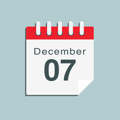 Icon day date 7 December, template calendar page