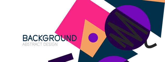 Abstract background. Blocks, lines, triangles, circles composition. Techno or business concept for wallpaper, banner, background, landing page