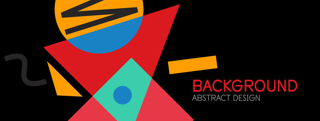 Abstract background. Blocks, lines, triangles, circles composition. Techno or business concept for wallpaper, banner, background, landing page